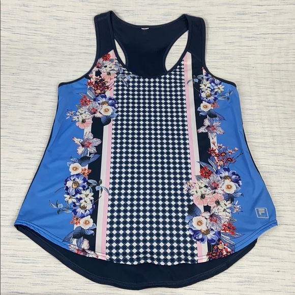Fila Sport checkered floral Racerback tank - Picture 1 of 4